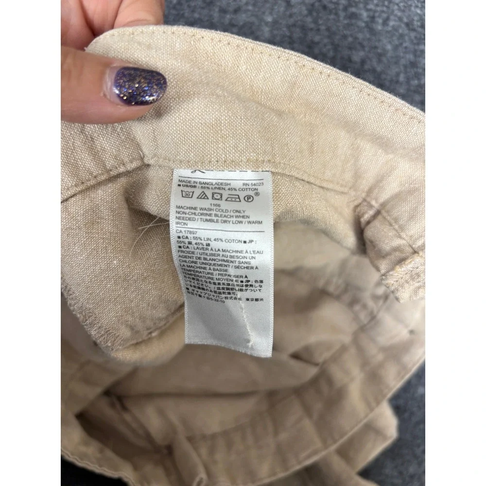 Banana Republic Linen Blend Pants Women 33x30 Beige Straight Leg Trousers